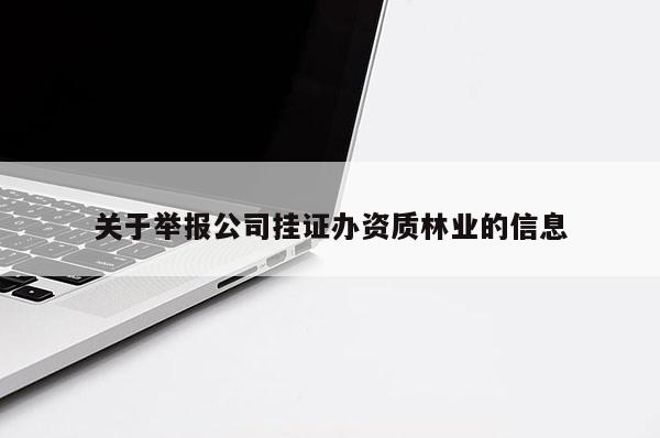 关于举报公司挂证办资质林业的信息